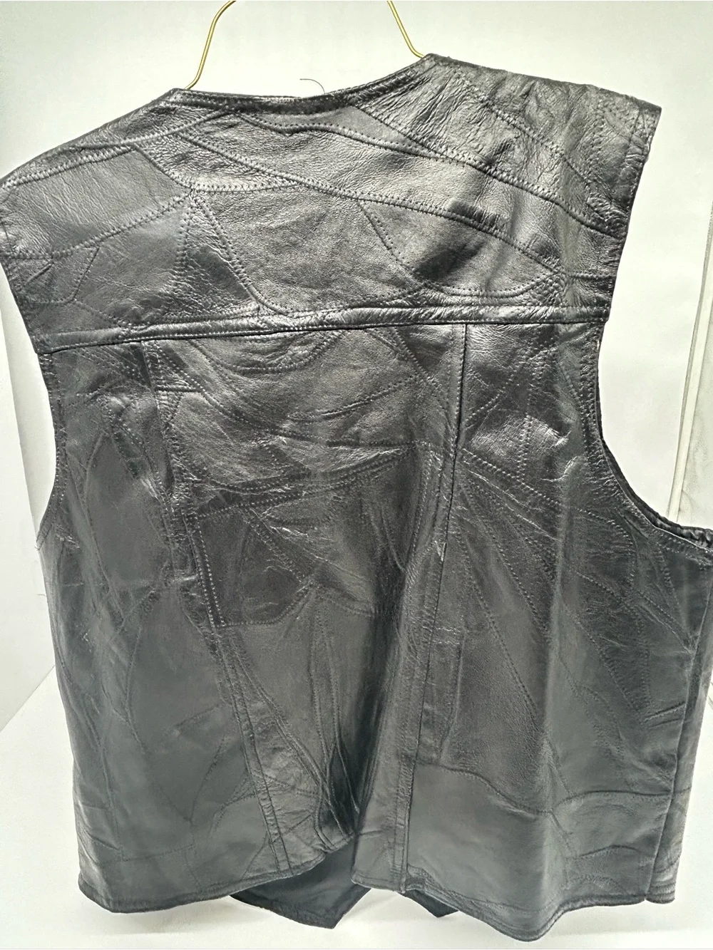 Vintage Giovanni Navarre Genuine Leather Italian Stone Design Black Vest 2XL